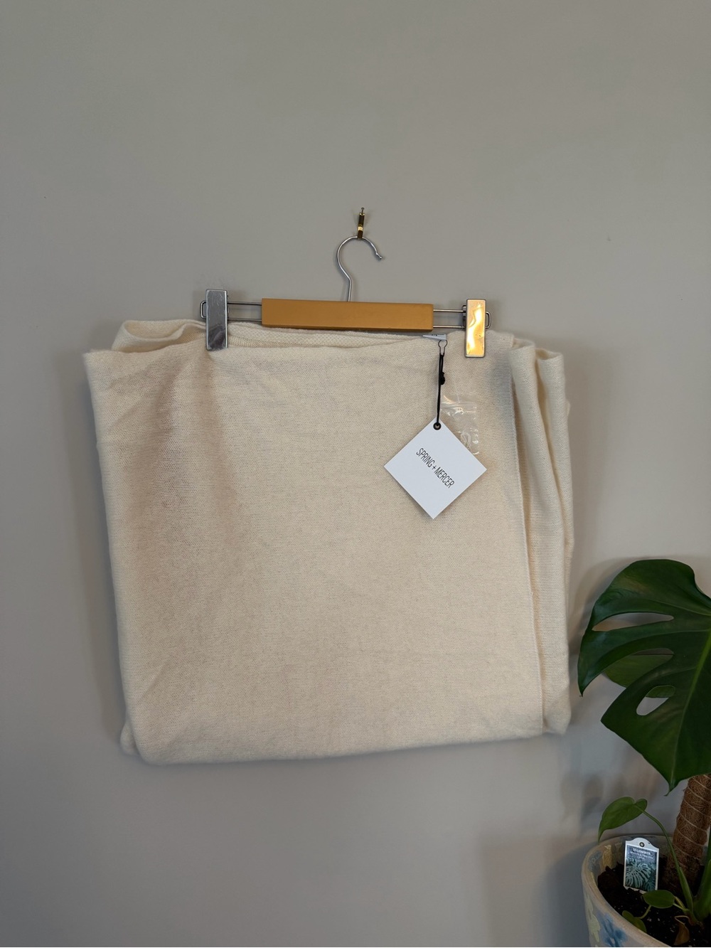100% Cashmere Spring + Mercer Women's Cream Knit Scarf Wrap